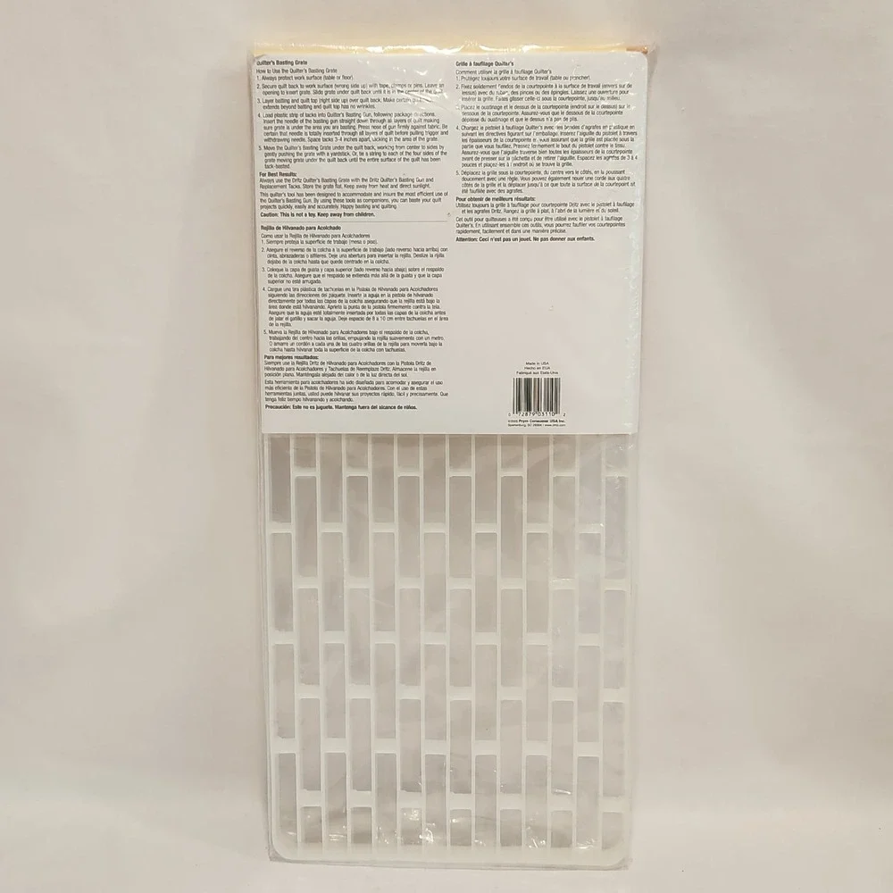 Dritz Quilting Quilters Basting Grate 8x18‎ White Plastic Basting Tool 3110 NEW